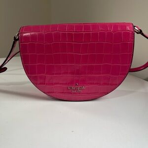 COPY - Kate Spade Croc-Embossed Luna Crescent Crossbody Bag in Pink